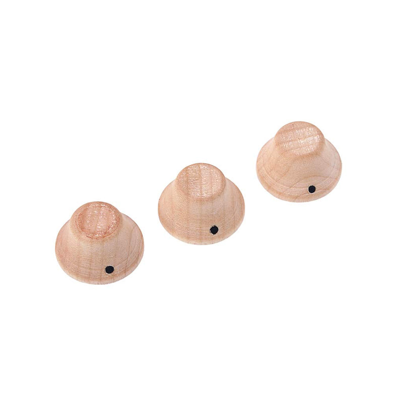 Alnicov 3-Pack Wood Knobs Lp/Strat Style Bell Knobs Guitar Bass Top Hat Wood Knobs With Indicator Dot Maple Wood