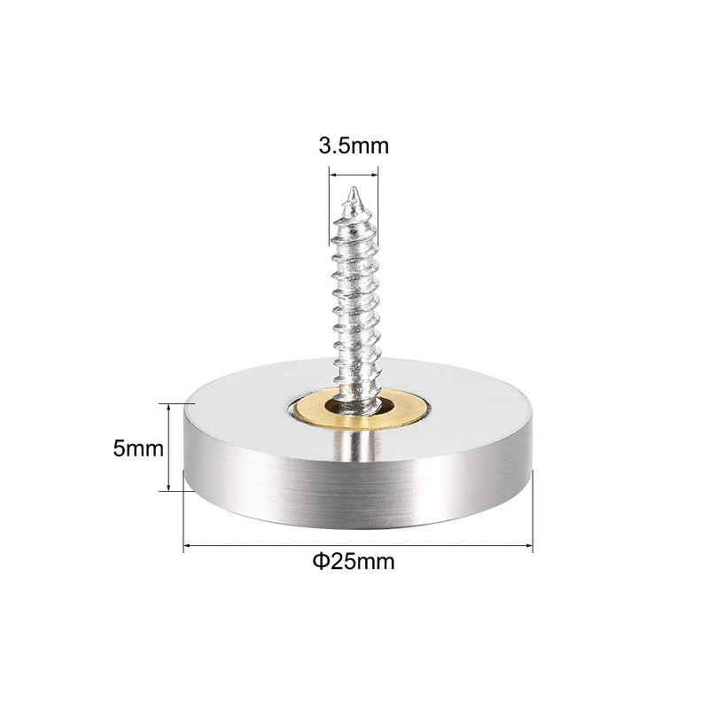 uxcell Mirror Screws Decorative Caps Cover Nails Brushed Stainless Steel 25mm, 8pcs 25 mm