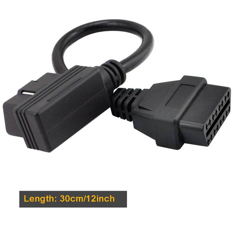 iKKEGOL OBDII OBD2 16 Pin Right Angle Connector Male to Female Extension OBD Cable Diagnostic Extender Cord Adapter 30cm / 12" Inch