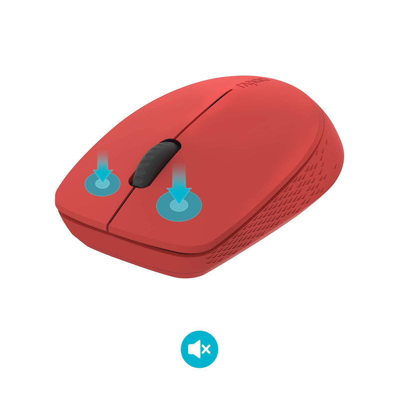 Rapoo M100G Multi Device Silent Bluetooth Mouse(BT3.0+BT4.0+USB), Easy-Switch Up to 3 Devices, Wireless Noiseless Ergonomic Optical for Laptop MacBook Windows PC Tablet Android, Red