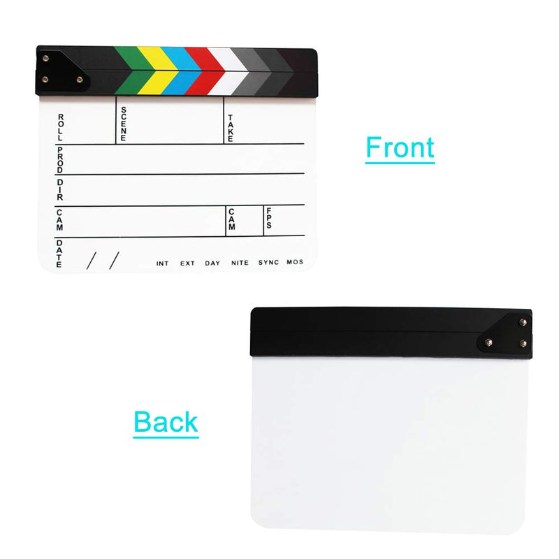 Coolbuy112 Acrylic Film Directors Clapboard, Hollywood Filming Slate Movie Clapboard Decoration Larger Scene Clapper Board with a Magnetic Blackboard Eraser and Two Custom Pens