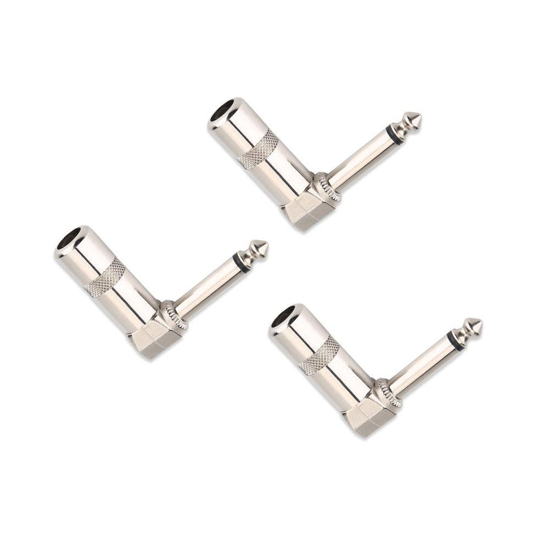 Dilwe 3Pcs Guitar Cable Plug, 6.3mm 1/4inch L Type Instrument Audio Microphone Cable Connector Right Angle Plug Jack