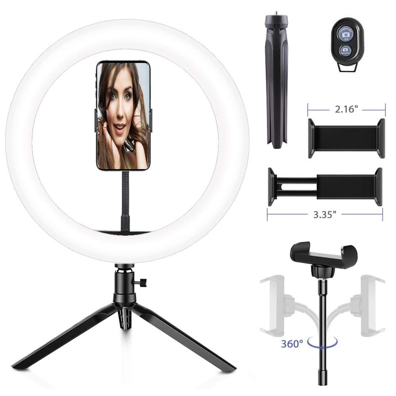 Selfie Ring Light, 10.2'' Upgraded Dimmable LED Fill Light with Cell Phone Holder with 3 Light Modes 10 Brightness Levels for Camera Photo Studio LED Lighting Portrait YouTube Video Shooting