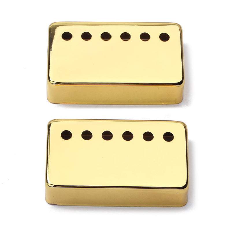 Alnicov Set Of 2 Humbucker Guitar Pickup Covers Brass Pickup Covers 50MM/52MM Pole Spacing Fits For Gibson Les Paul Guitar,Gold