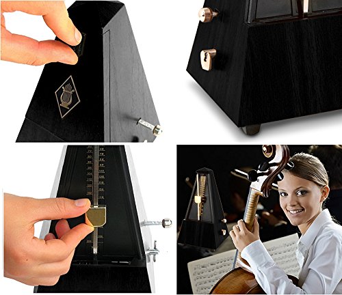 Tempi Metronome for Musicians (Plastic Black Grain Veneer) with with 2 Year Warranty, E-Book & 2 Months Free Music Lessons. Become a Better Musician!