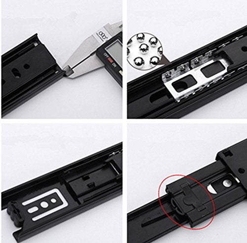 2 Pcs Black Furniture Length Ball Bearing Telescopic Drawer Slides (8 Inch) 8 Inch