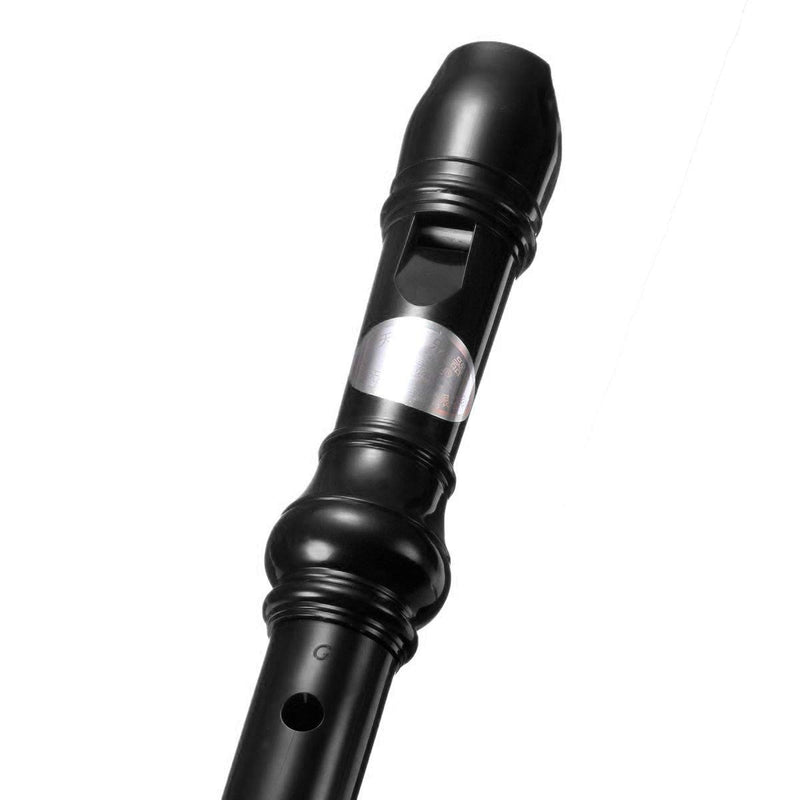 KINGSO 8-Hole Soprano Descant Recorder With Cleaning Rod + Case Bag Music Instrument (Black) Black