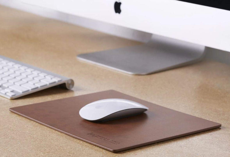 Modeska Mouse Pad with Premium PU Leather, Non-Slip Base Mousepad for Gaming, Apple, & PC. Perfect for Large or Small Mouse. 10.3x8.3 inches Brown