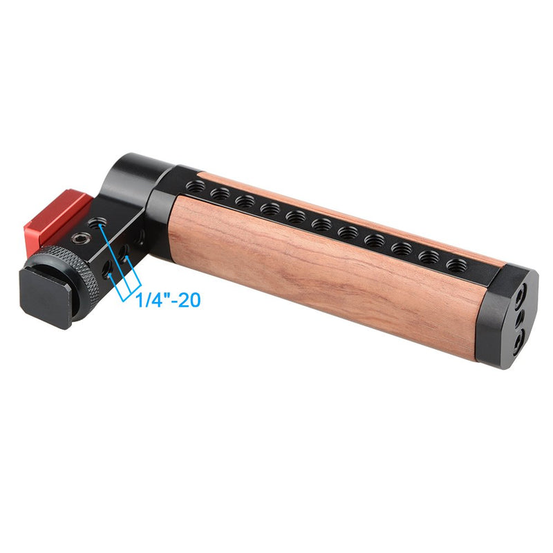 CAMVATE Brazilian Wooden Handle Grip to Camera's Hot Shoe for Cinema Camera(Red Cold Shoe)