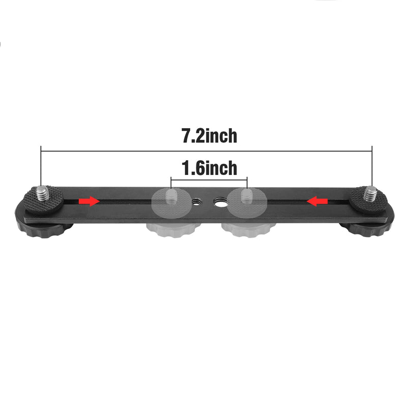 Dual Camera Mount Flash Extension Bar, ChromLives 8"/20.3cm Tripod Bracket Mount, 1/4'' Dual Hot Shoe Mount for Camera Compatible with LED Light, DSLR Camera, Tripod and More dual camera bracket