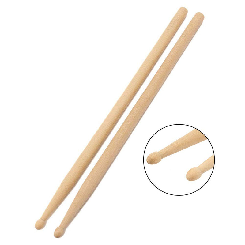 Drum Sticks Set Included 1 Pair 5A Maple Wood Drum Sticks, 1 Pair Drum Wire Brushes Retractable Drum Stick Brush, 1 Pair Rods Drum Sticks and 2 Pack Drum Keys in Storage Bag for Jazz, Folk