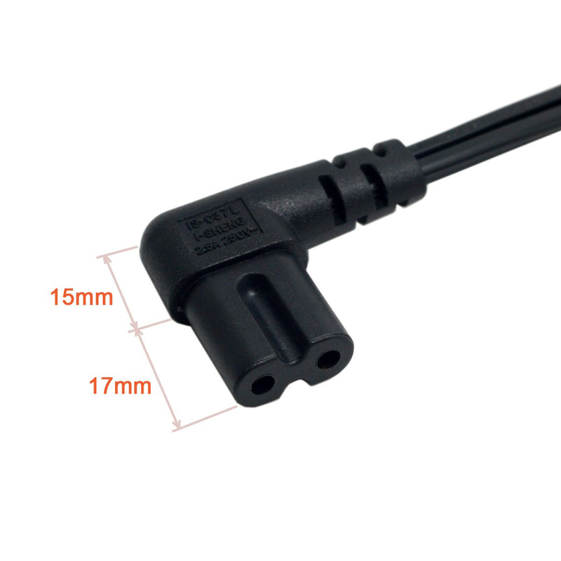 Xiwai USA 2pin Male to 90 Degree Right Angled IEC 320 C7 Power Supply Cord Cable 1M