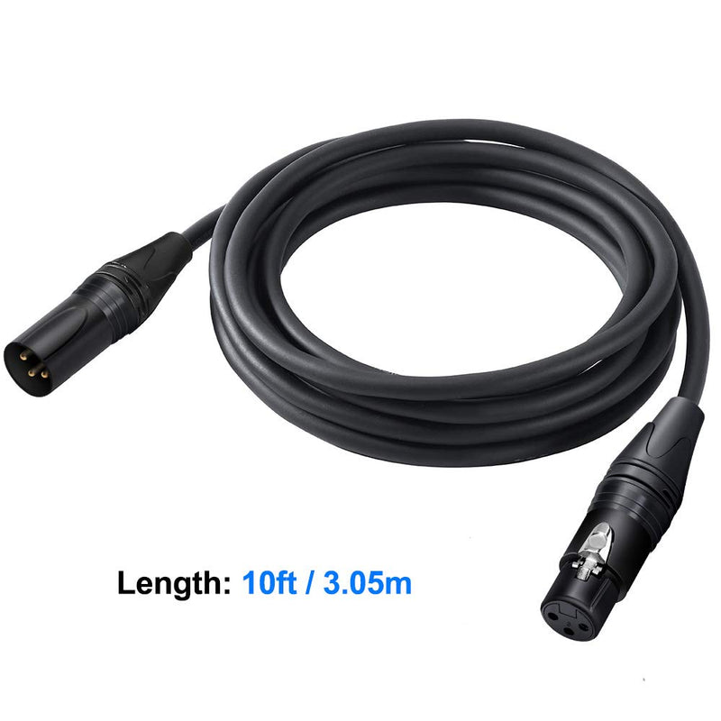 [AUSTRALIA] - Eyeshot XLR Cable, 2 Pack 10ft Premium Microphone Cable Male to Female, Balanced 3 Pin XLR Microphone Patch Cable with All Copper Conductors for Microphones, Studio Recording and Live Sound 10 Feet Black 