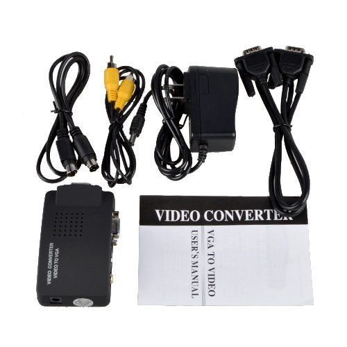 SLLEA RCA Composite AV S-Video to VGA Converter Box for DVD DVR VCR Monitor Cheap