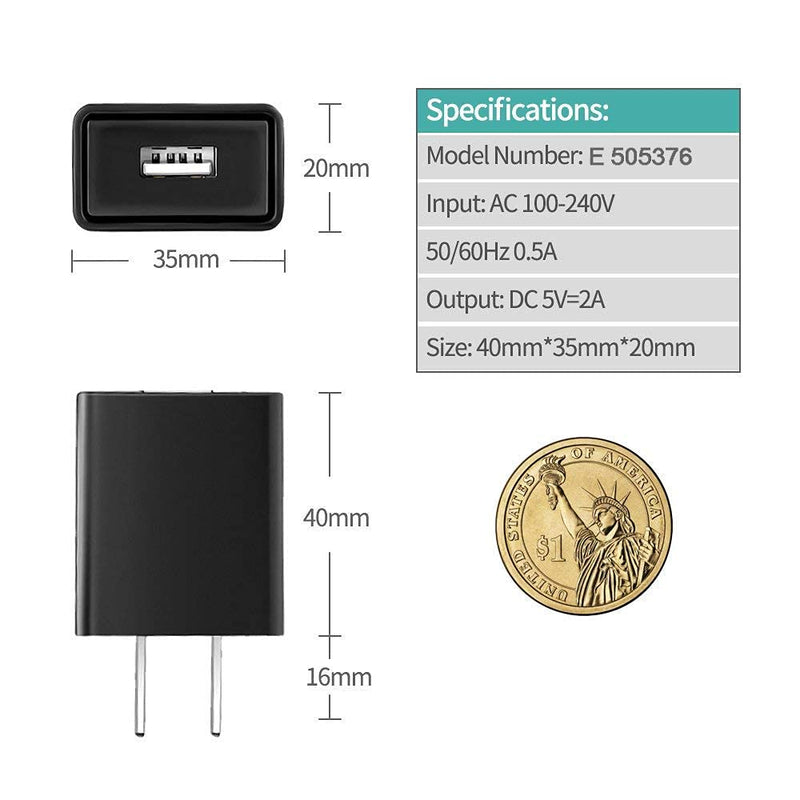 USB Micro Wall Charger Compatible with Samsung Galaxy Note, Tab A, E, S2, 3, 4, 7.0" 8.0" 9.6" 9.7" 10.1", SM-T280/350/580/113/377/560/713/813/530 Tablet with 5FT Charging Cable Cord [UL Listed]