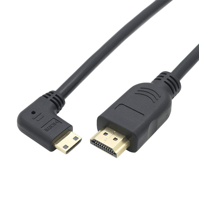 1.6ft Mini HDMI to HDMI Cable Left-Angled 90 Degree HDMI A Revolution C Cable High-Speed Gold Plated Supports Cameras, Mini HDMI Right Angle Male to HDMI Male (0.5m, Left Angle) 0.5m