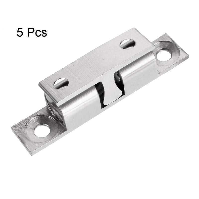 uxcell 5pcs Cabinet Door Closet Brass Double Ball Catch Tension Latch 50mm Length Silver Tone