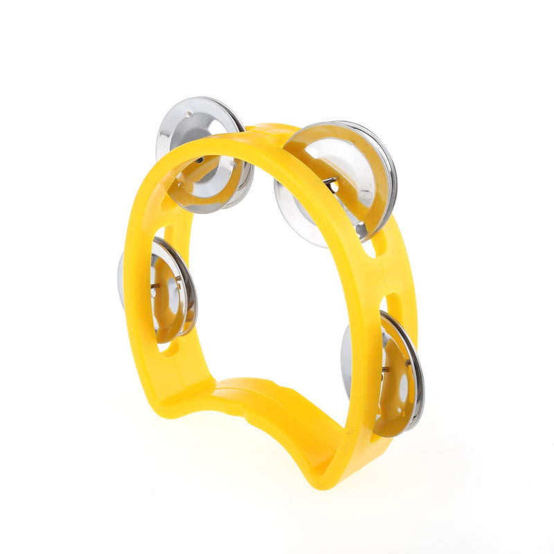 Musiclily Plastic Handheld Half Moon Tambourines Percussion Jingles Musical Instrument, Red/Yellow(Pack of 10) 10Pcs