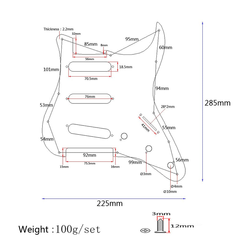 Alnicov 11 Hole PVC Clear SSS Guitar Pickguard Scratch Plate With Gold Screws for ST Electric Guitar