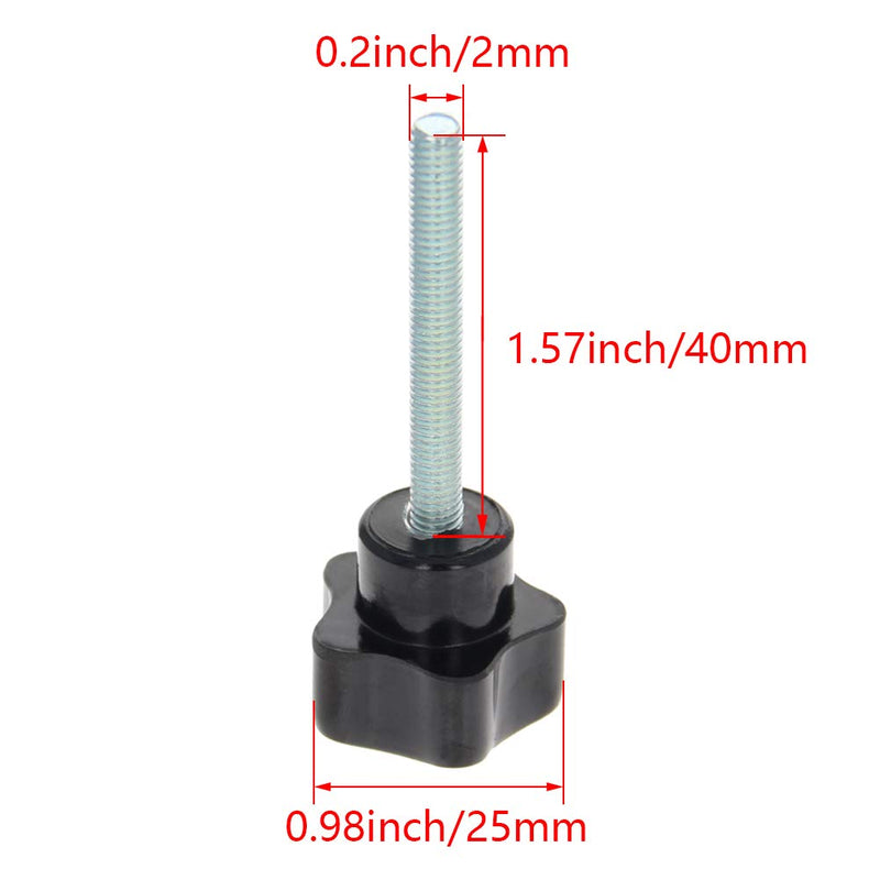 Othmro Black 5mm(M5) x 25mm Thread Replacement Star Hand Knob Tightening Screws 6Pcs 6 Pieces M5*25mm