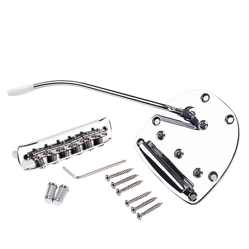 Alnicov Left handed Tremolo Vibrato Tailpiece Bridge Set for 6 String Mustang Guitar Replacement Parts
