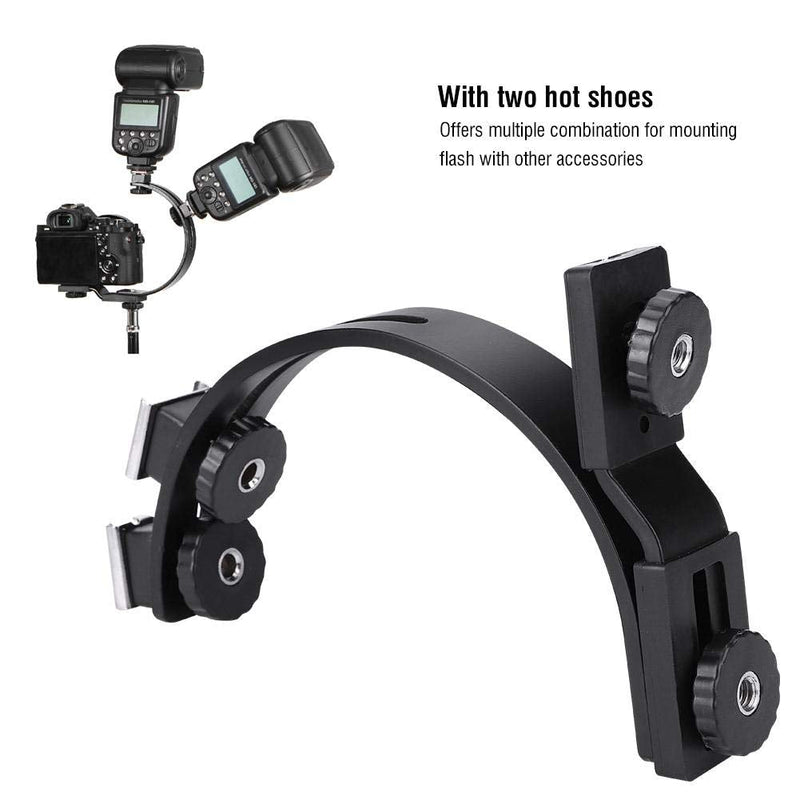 C-Shape Dual Hot Shoes Flash Lamp Mount Holder Bracket for DV Cameras Camcorders DSLR Cameras