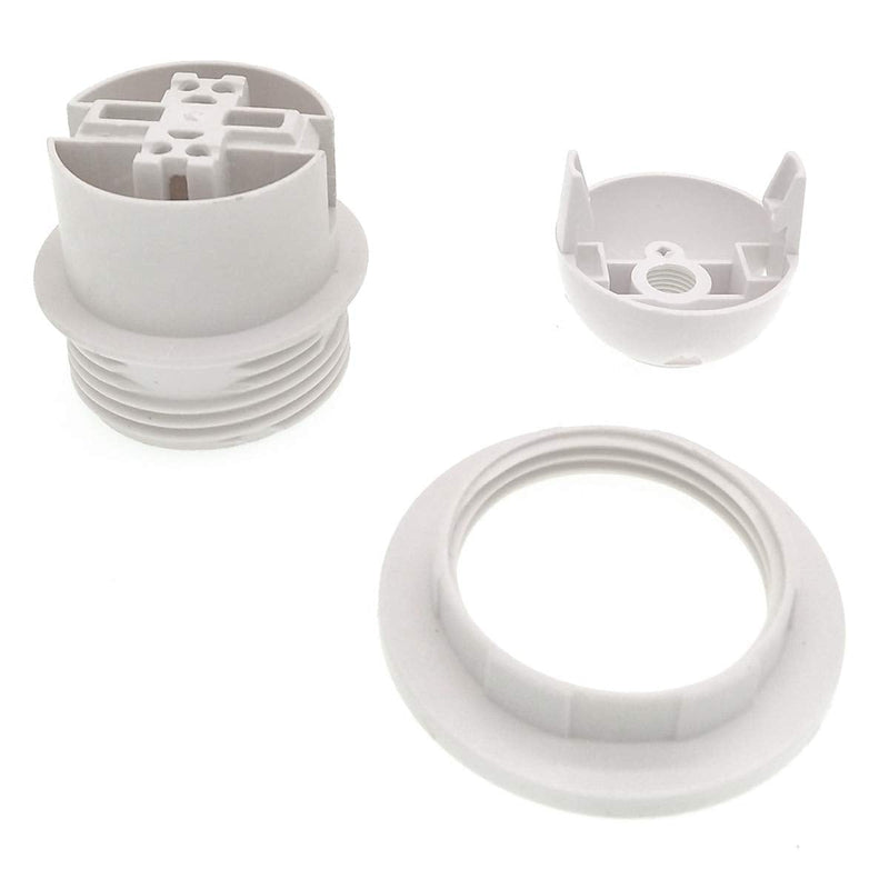 Keyless E26 Medium Base Phenolic Socket,TWDRTDD® Industrial Retro US Standard Pendant Lamp Holder with Lampshade Collar Ring (3, White)
