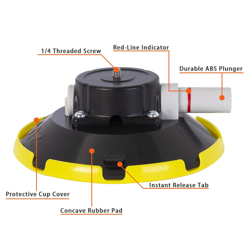 IMT 6" Car Camera Mounting Kit Pump Vacuum Suction Cup Mount, Professional Camcorder Vehicle Holder w/ 360° Panorama Ball Head and 180°, DSLR Camera Video Stabilizer Car Sucker Cup Holder 6"