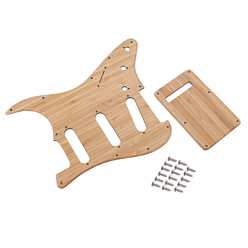 Alnicov SSS 11 Hole Strat Pickguard Backplate with Screws for Stratocaster Strat Guitar(Bamboo Material)