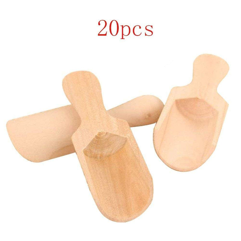 Svaitend Mini Wooden Candy Spoon Scoops for Party Barbecue,Wooden Salt Scoops 20 Pcs