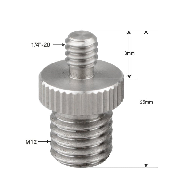 CAMVATE 1/4" Male to M12 Male Double-end Screw Adapter for DSLR Rig(2 Pieces)