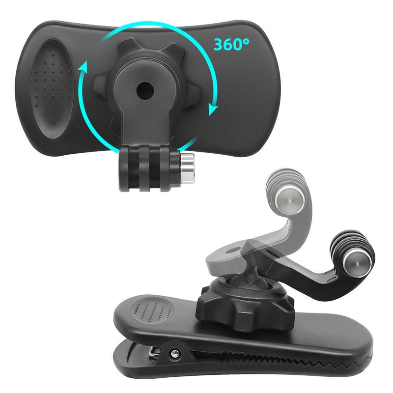 Backpack Strap Mount Quick Clip Mount,360 Degree Rotation Backpack Clamp Mount Compatible with Gopro Hero 9/8/7/6/5/4 Black, Session, Fusion, Xiaomi Yi,DJI Osmo Action and Most Action Cameras Black-For GoPro