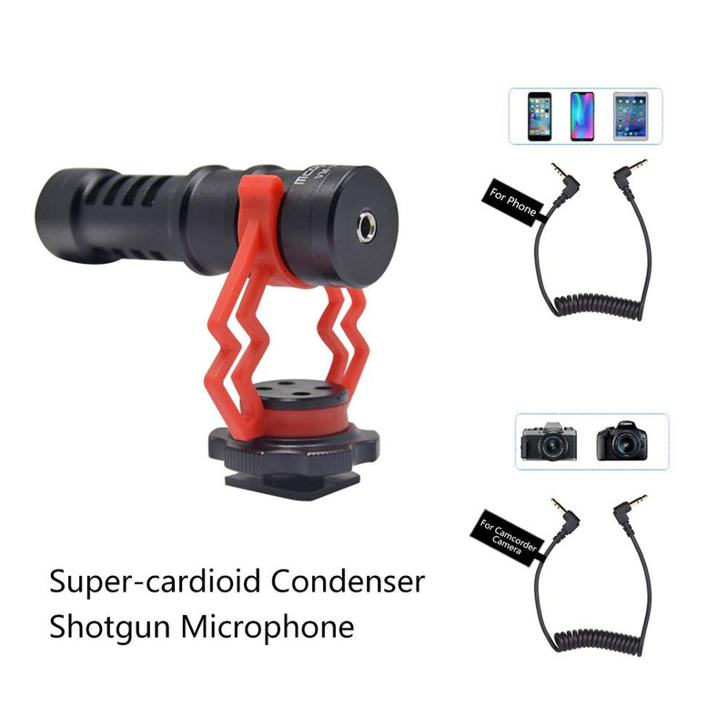 Mcoplus VM-M03 Shotgun Video Microphone Compact On-Camera Cardioid Directional Condenser Mini Recording Mic with Deadcat Windscreen for Smartphone DSLR Cameras and Camcorders Mac Tablet