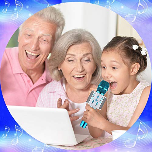 Karaoke Microphone for Kids, Wireless Portable Karaoke Mic for Home Traveling Party,Kids Karaoke Machine KTV Microphone Music Player,Nice Gift for Christmas/Birthday/Mother day(Blue) Blue