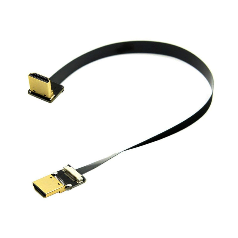 FPV HDMI Cable, Kework 20cm FPV HDMI Slim Flat Cable, 90 Degree Downward Standard HDMI Male Interface to Standard HDMI Male Interface for RED BMCC FS7 C300 (Single Downward) Single Downward