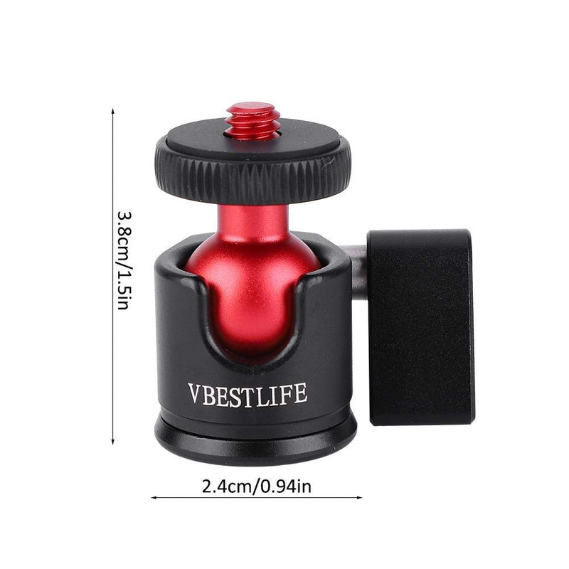 Selfie Stick Mini Spherical Camera Head, Aluminum Alloy DSLR Camera Tripod Ball Head Adjustable with 1/4 Inch Thread Fit for DSLR Cameras Mobile Phone Fill Light