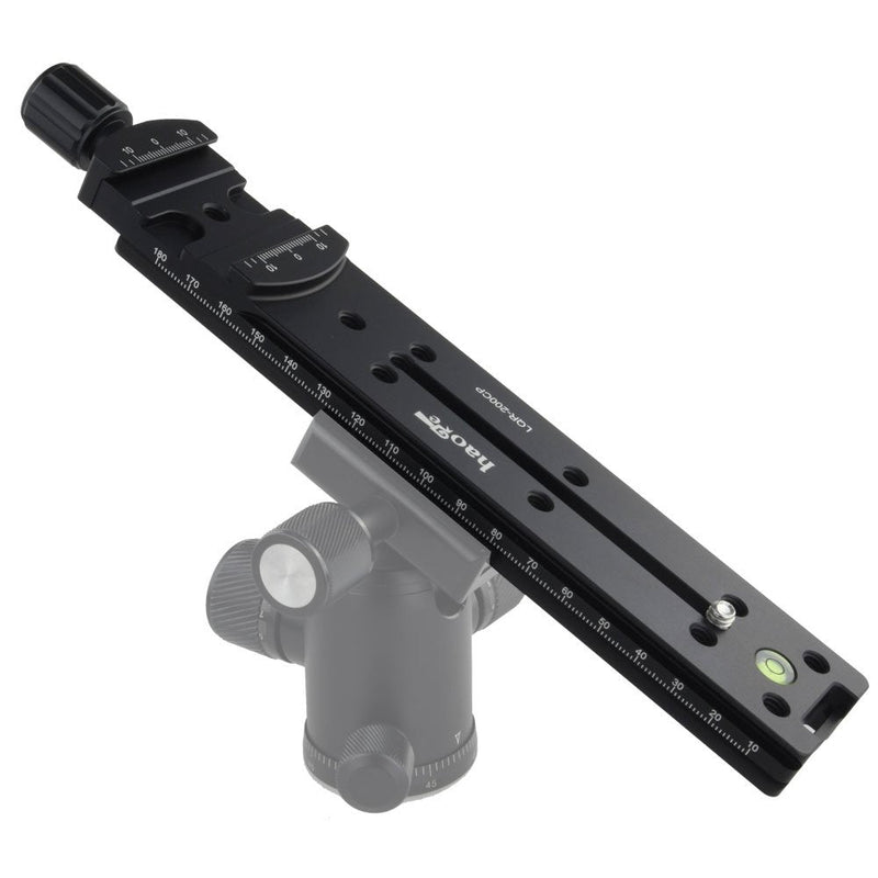 Haoge 200mm Nodal Slide Double Dovetail Focusing Rail Plate with Metal Quick Release Clamp for Camera Panoramic Panorama Close Up Macro Shoot fit Arca Swiss RRS Benro Kirk