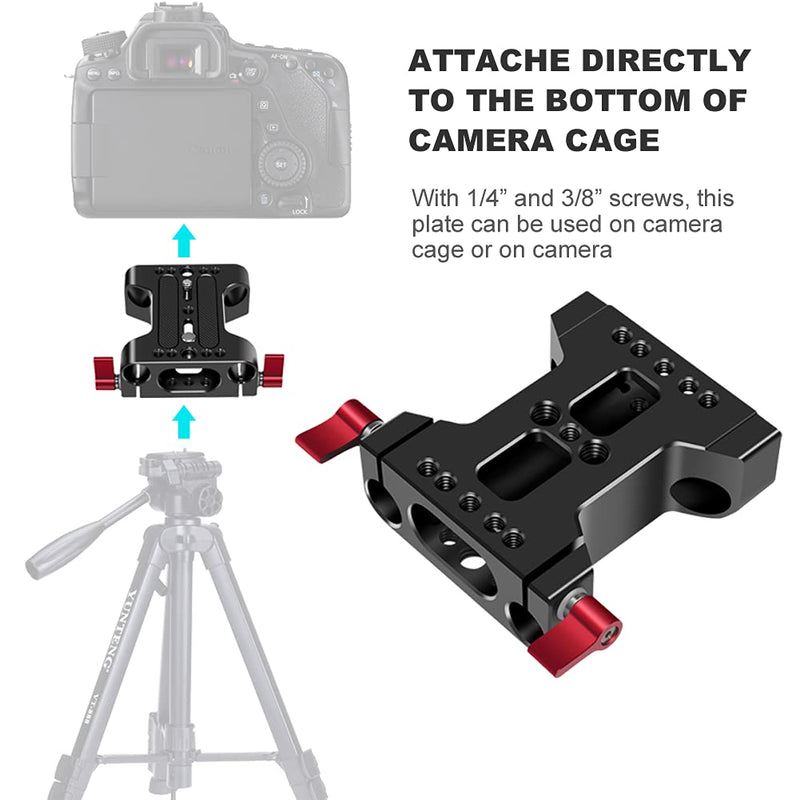 MEKNIC Camera Base Plate with Dual 15mm Rod Rail Clamp for Suitable for All Kinds of Rabbit cage and DSLR Rig Support System with Tripod Mounting Baseplate (Premium)