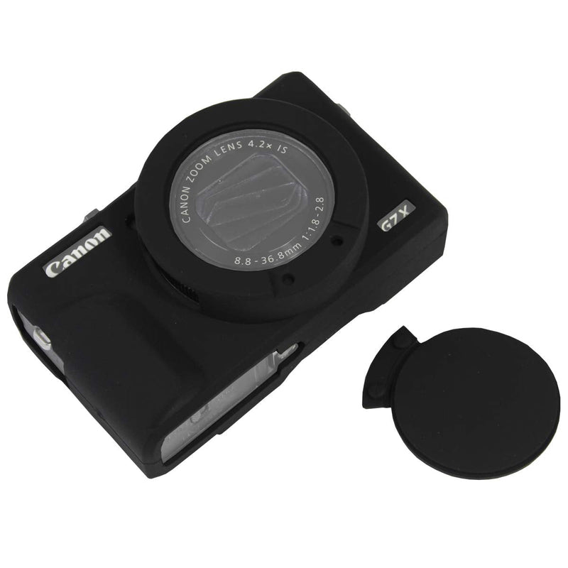 Easy Hood Case for Canon Powershot G7 X Mark III Digital Camera, Soft Silicone Protective Cover with Removable Lens Cover for Canon Powershot G7X Mark III DSLR Camera (Black) Black