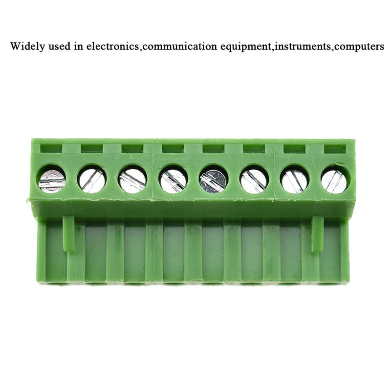 Hahiyo PCB Screw Male Female 300V 15A Terminal Block Mount 8pin 5.08mm Pitch Board to Wire Connector Plug Type Attach Firmly High Temperature Resistant for Electronics Communication Equipment 12sets 8Pins-Green-12Sets