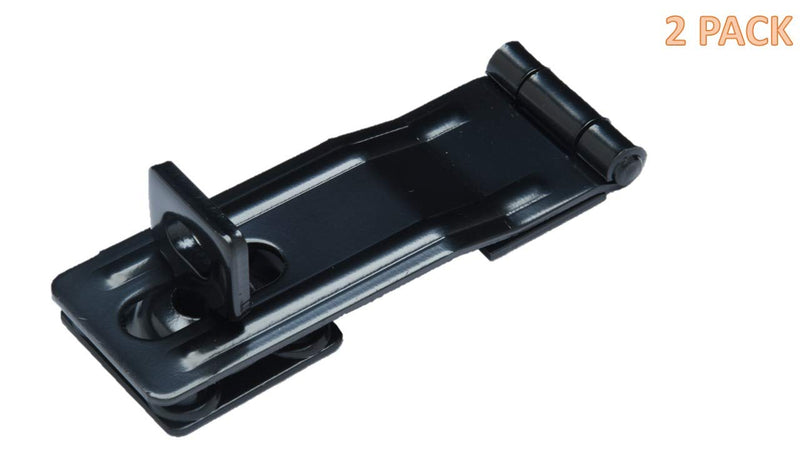 QCAA HASP and Swivel Staple, 4-1/2", Steel, Black, 2 Pack, Made in Taiwan Black(4-1/2")