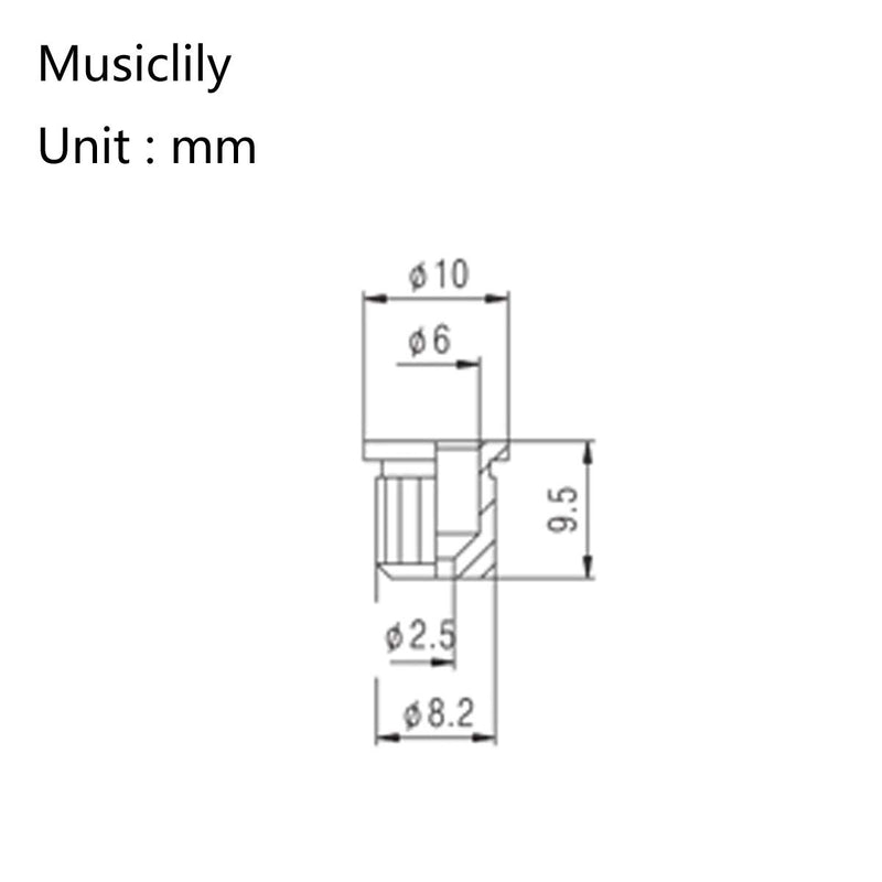 Musiclily Pro Big Lip Style Guitar String Through Body String Ferrules for Tele Telecaster/Hardtail Strat Style Electric Guitar, Black (Set of 6)