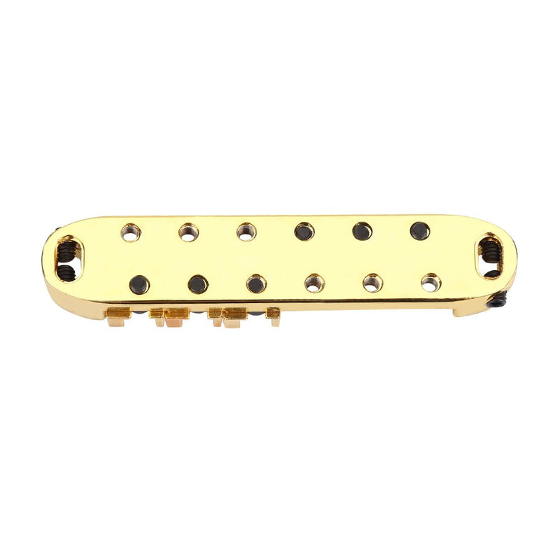 Guitar Roller Bridge with Studs Wrench Alloy Guitar Bridge Replacement Part for LP Style 6-String Electric Guitar Gold