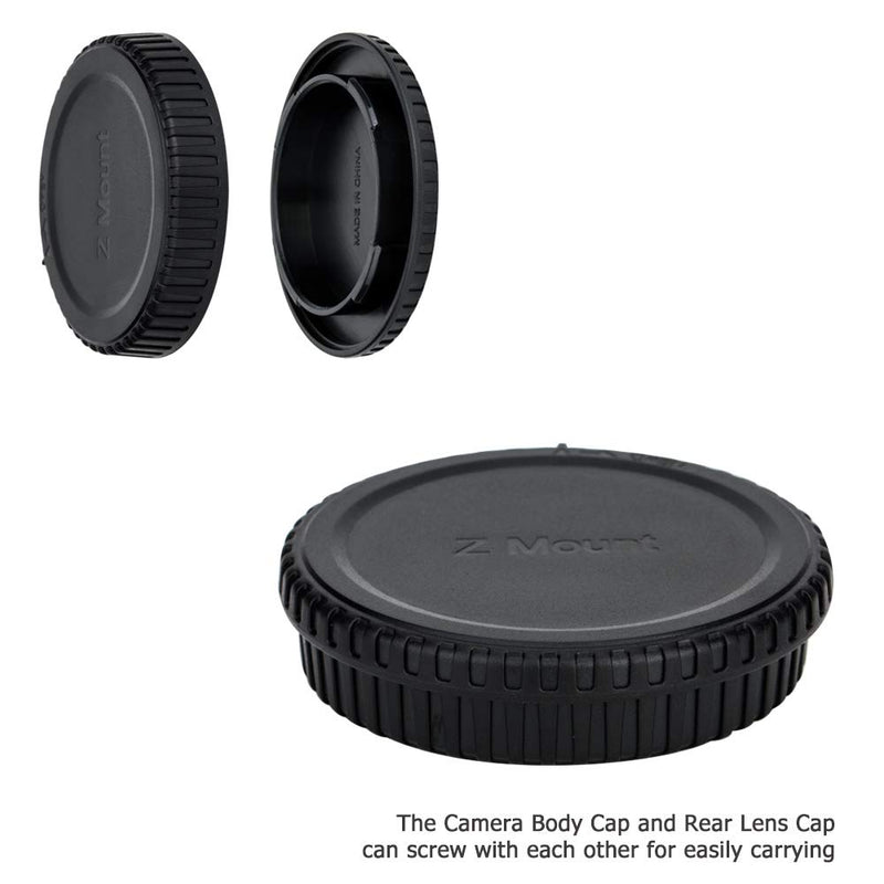 2 Pack Z Mount Body Cap Cover & Rear Lens Cap for Nikon Z7 Z7II Z6 Z6II Z5 Z50 Mirrorless Camera and Z Mount Lenses,with 2 Extra Hot Shoe Covers to Protector The Camera Hot Shoe For Nikon Z Mount