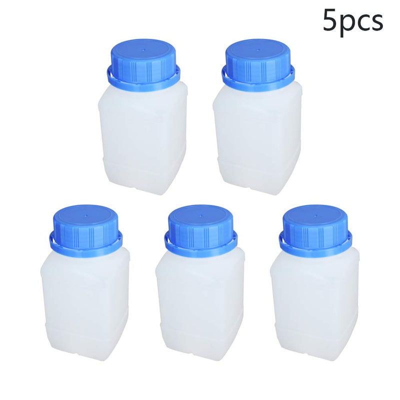 Othmro Plastic Lab Chemical Reagent Bottle, 250ml Wide Mouth Sample Sealing Liquid/Solid Storage Translucent Bottles, Blue cap 5pcs 5pcs 250ml translucent