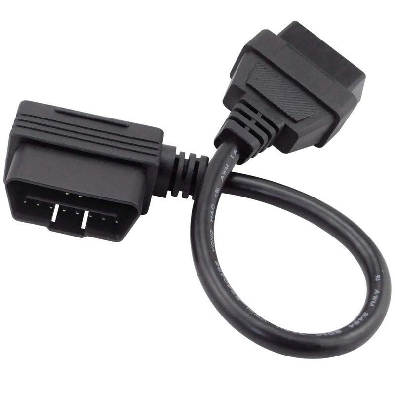 iKKEGOL OBDII OBD2 16 Pin Right Angle Connector Male to Female Extension OBD Cable Diagnostic Extender Cord Adapter 30cm / 12" Inch