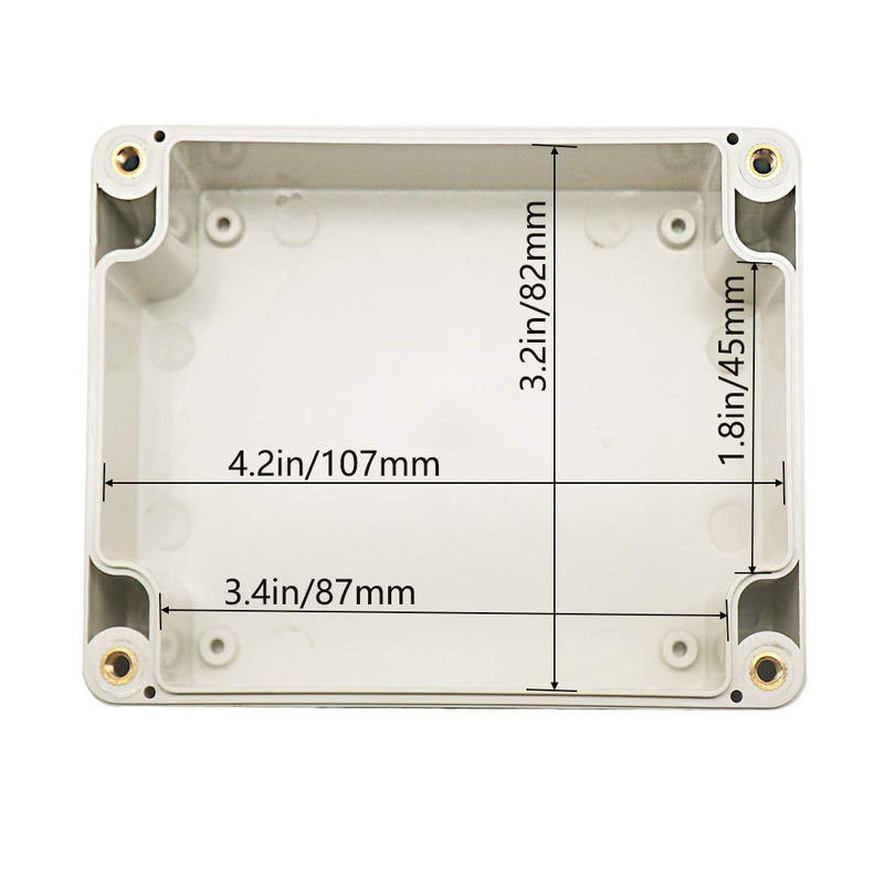 Zulkit Junction Box ABS Plastic Dustproof Waterproof IP65 Universal Electrical Boxes Project Enclosure Grey with Clear Cover 4.5 x 3.5 x 2.2 inch (115 x 90 x 55mm) 4.5"x3.5"x2.2"