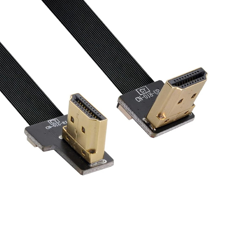 ChenYang CY Type A HDMI Male Upward Angled 90 Degree to HDMI Male Right Angled 90 Degree HDTV FPC Flat Cable 50CM for FPV HDTV Multicopter Aerial Photography 0.5M