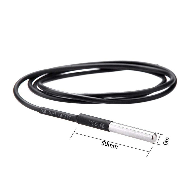 Eiechip 5PCS Waterproof Temperature Probe Thermometer DS18B20 1M with Heat Resistance Thermal Cable