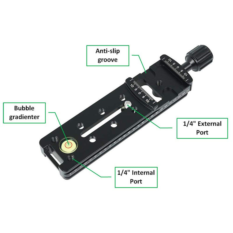 SIOTI Multi-Function 140mm Quick Release Plate, Arca-Swiss Style Long Quick Release Plate Mount, Compatible Fusion Long Lens Plate (140mm Silde QR Plate) 140mm Silde QR Plate